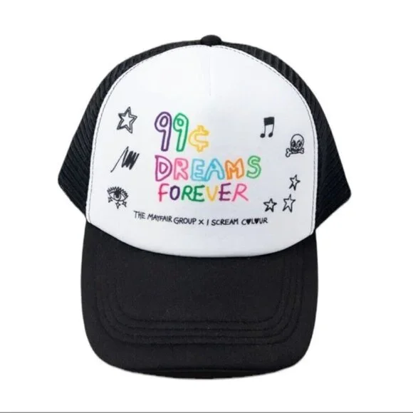 The Mayfair Group I Scream Colour 99 Cent Dreams Forever Trucker Hat Black White - Picture 9 of 10